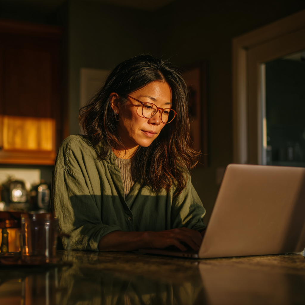 Administrator composing email campaign on laptop