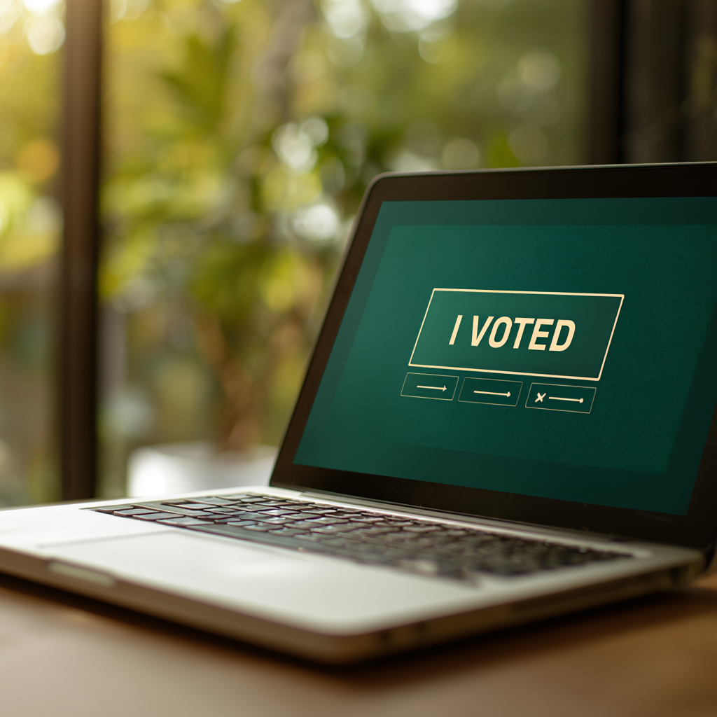 Digital ballot interface on laptop screen